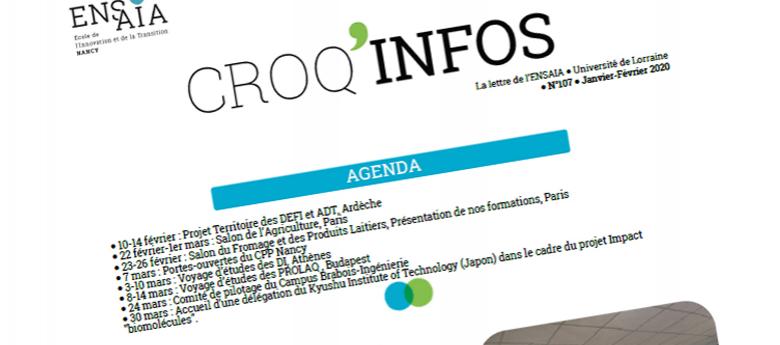 Croq'Infos la Lettre de l'ENSAIA, février 2020
