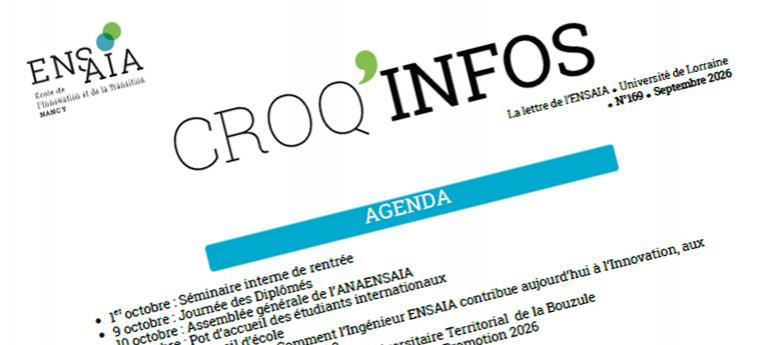 Croq'Infos, septembre 2026
